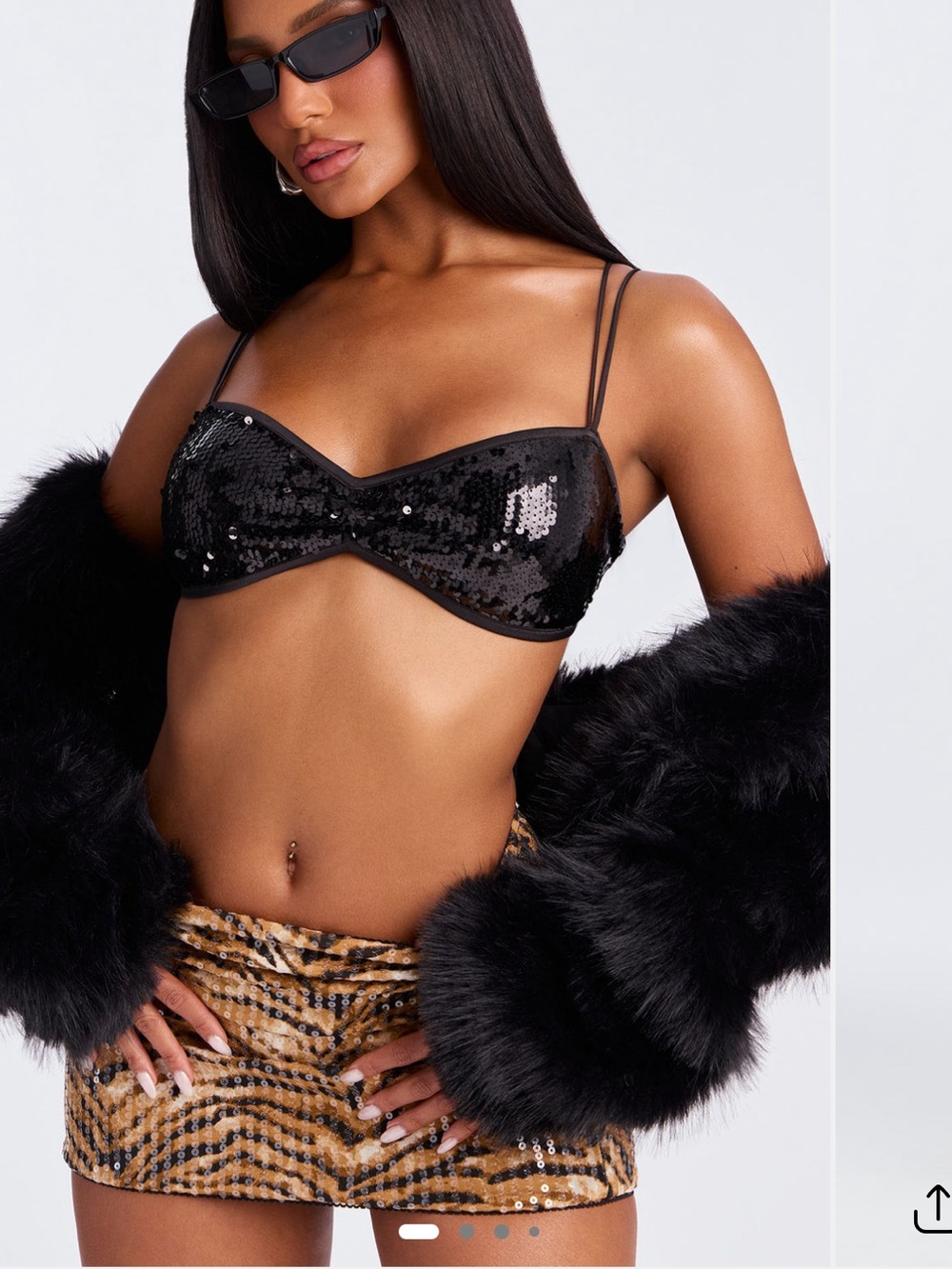 Fashion Nova Black Sequin Bra Crop Top